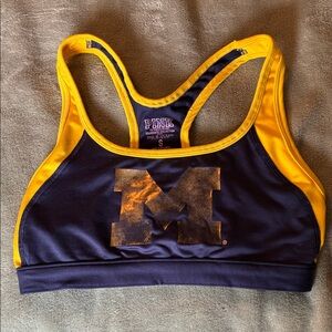 PINK Victoria's Secret Navy and Gold Michigan M Sports Bra